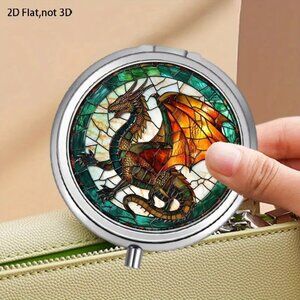 1pc.  Colorful  Dragon, Stained Glass Pill Box